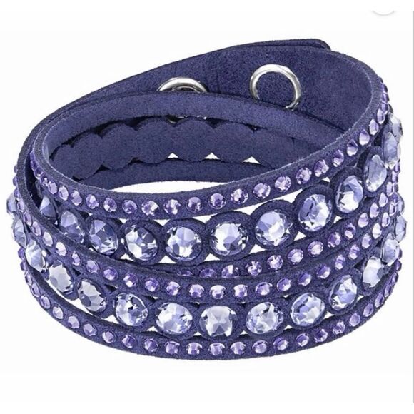 Swarovski Slake Mauve Purple Dot Wrap Bracelet with double snap closure NWT - Picture 2 of 4